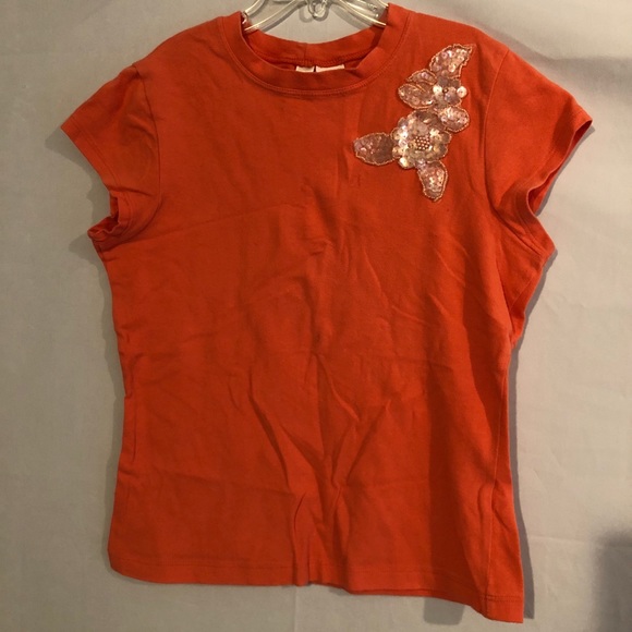 Orange flower appliqué shirt - Picture 2 of 4